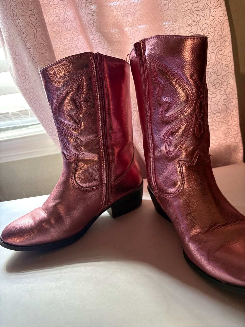 Old Navy Metallic Pink Kids Cowboy Boots